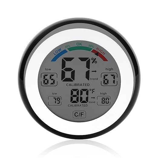 Digital Hygrometer Thermometer LCD Humidity Temperature Meter for Home Office Digital Hygrometer (Black)