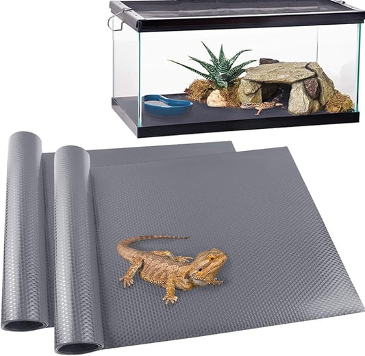 Reptile Carpet,Bearded Dragon Tank Accessories,Reptile Mat, Leopard Gecko Substrate,Bearded Dragon Tank Flooring,Snake,Tortoise Bedding(18" × 79 ", 2 PCS Grey Thicker Mat)