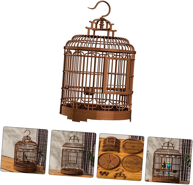 Large Retro Plastic Bird Carrier Cage for Lovebirds Parakeets Cockatiels Spacious Portable Easy Clean Design for Home Travel Use