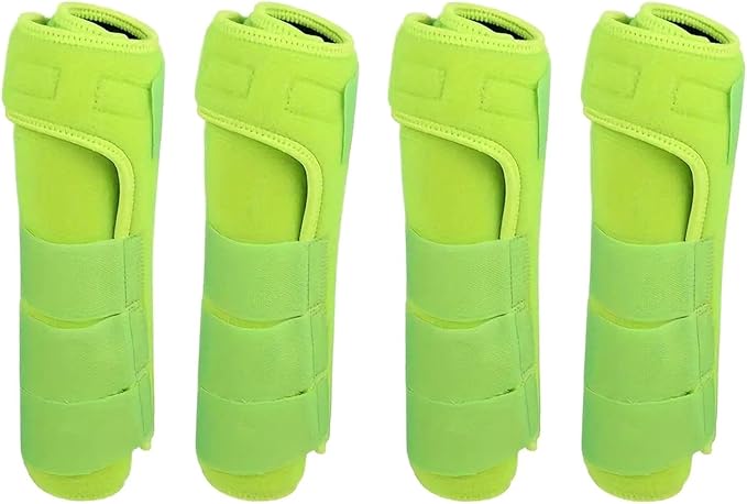4Pcs Horse Boots Leg Protectors Adjustable Comfortable Neoprene Reusable Breathable Horse Guards Set Leg Gear for Ourtdoor, Light Green, L