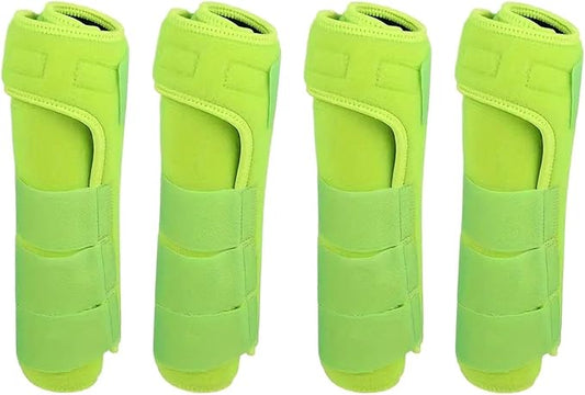 4Pcs Horse Boots Leg Protectors Adjustable Comfortable Neoprene Reusable Breathable Horse Guards Set Leg Gear for Ourtdoor, Light Green, L