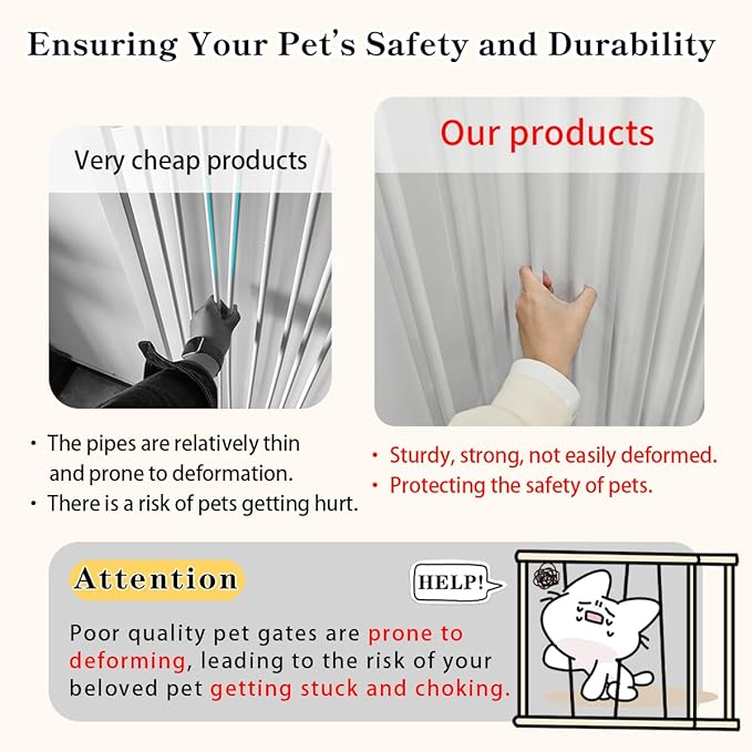 Lumizone Extra Tall Cat Gate 55.12" High Pressure Mounted Extra Wide 2025 New (17 Sizes) 1.37" Gap No Drilling Auto-Close One-Handed Operation Tall Pet Gate for Dogs(White, 55.12" H x 63.39"-67.71" W)