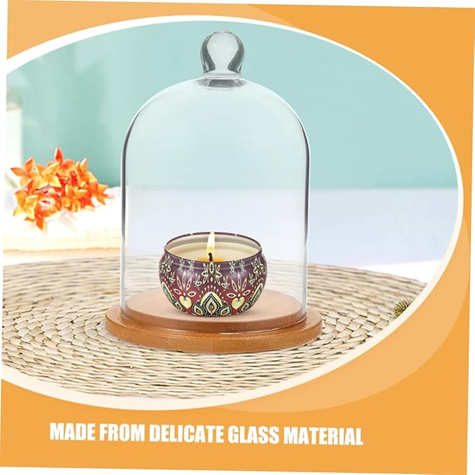 2Pcs Transparent Glass Cloche Cover for Dried Flowers Crafts Design High Visibility for Preserved Flower Display and DIY Terrariums
