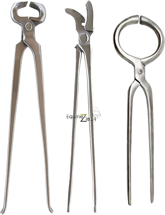 3 PCS Farrier Horse Hoof Care Kit – 15” Hoof Nippers, Hoof Clincher & Hoof Tester – Heavy-Duty Equine Trimming & Shoeing Tools Set for Farriers, Blacksmiths & Horse Owners – Steel Farrier Tools Kit