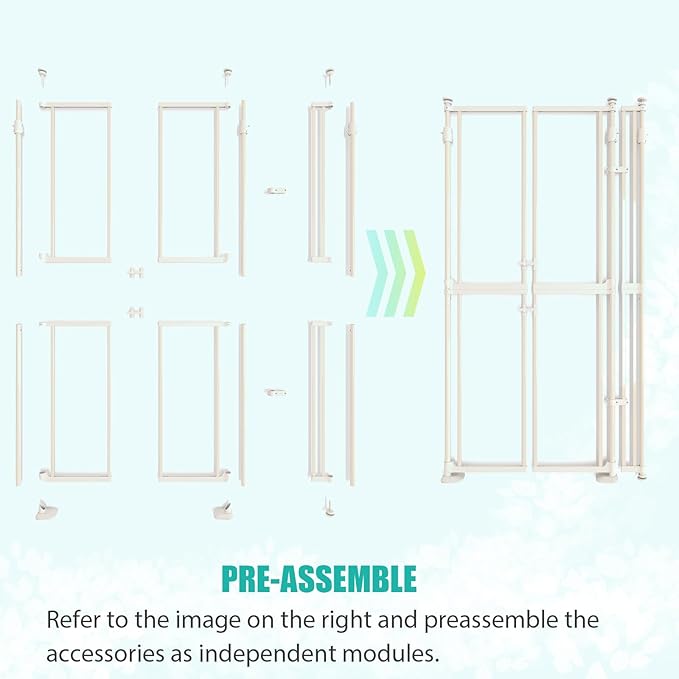 74"-98.5" Extra Tall Cat Gate for Doorway, Wide Adjustable 33.85-42" Clear Dog Gate Acrylic, Pressure Mounted Stairs, House, Innovation Double Opening Pet Gate,White