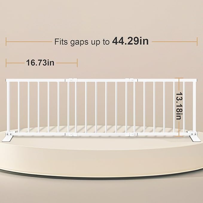 Freestanding Short Dog Gate, 13" Tall Small Pet Gate Easily Step Over, 16"- 44'' Width Expandable Metal Small Puppy Gatefor Stairs, Doorways, Kitchen,House Indoor/Outdoor Use-No Drill Pressure Mount