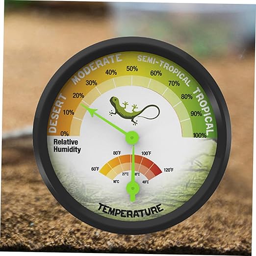 ORFOFE High Precision Analog Thermometer Hygrometer for Reptile and Turtle Tanks Sensor Wear-Resistant Material Easy Mounting with Back Sticker Safe Smooth Edges for Accurate Temperature