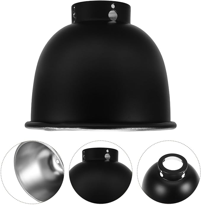 Reptile Heat Lamp Shade and Reflective Dome, 5.5-Inch Metal Heat Lamp Cover for Terrarium Glass Enclosures, Reptile Heating Light Fixture for Lizards and Amphibians