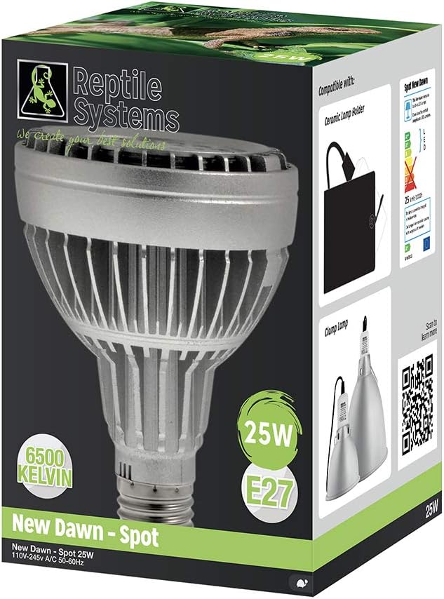Reptile Systems New Dawn LED Spot – Focused 6500K 25w Daylight Beam for Controlled Illumination – Ideal for Terrariums & Vivariums – Compact Design, Easy to Mount
