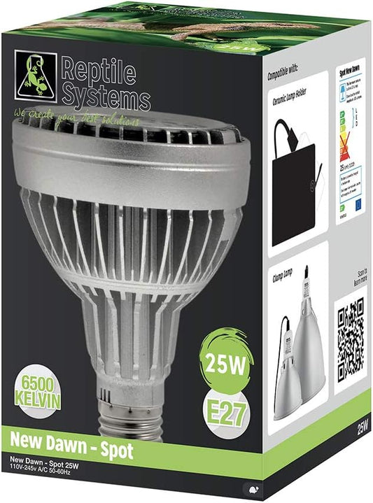 Reptile Systems New Dawn LED Spot – Focused 6500K 25w Daylight Beam for Controlled Illumination – Ideal for Terrariums & Vivariums – Compact Design, Easy to Mount