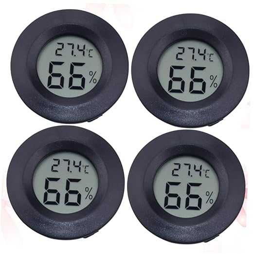 Kisangel 3sets Reptile Pet Temperature and Humidity Digital Hygrometer for Terrarium Use Lightweight Acrylic Design for Snakes Bearded Dragons and Frogs Black 4pc*3