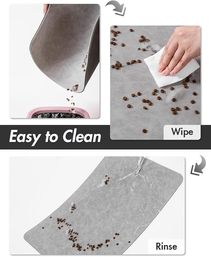 MontVoo-Absorbent Pet Feeding Mat-No Stains Pet Mat for Food and Water Bowl-Quick Dry Cat & Dog Food Mat Water Dispenser Mat-Pet Supplies Mat-Dog Water Bowl Mat for Messy Drinker,???LightGrey,12"x19"???