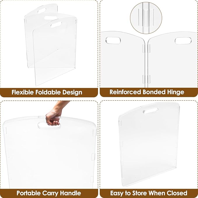 Modern Frame Clear Acrylic Freestanding Pet Gate - 24" High Folding 3-Panel Dog Barrier for Doorways, Stairs & Large Openings, Indoor Fence for Dogs, Puppies & Cats