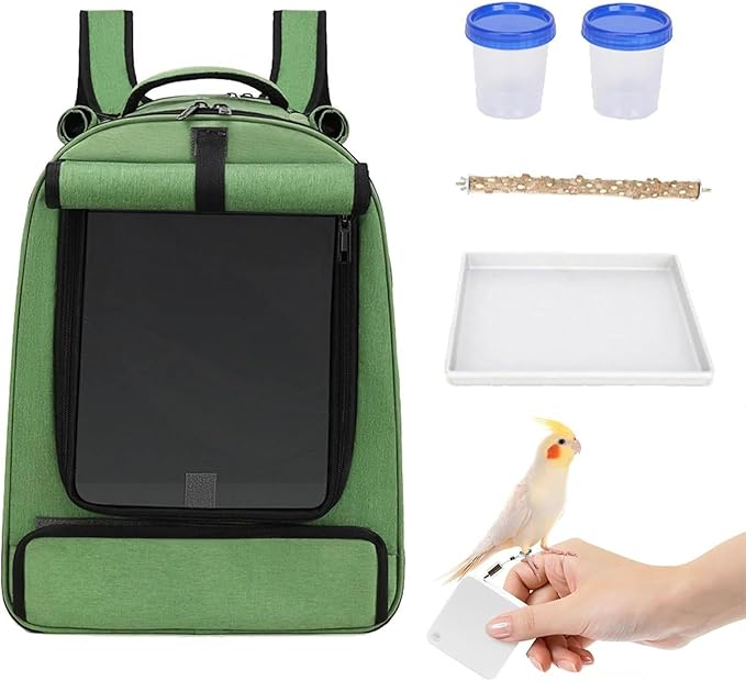 Secure Parrot Transport Bag with Net Panes Double Water Canisters Excellent for Backpacking Shopping Excursions Bird Proprietors Travel Friendly Bird Cage Pack
