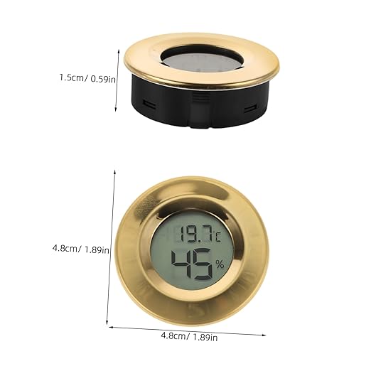 FRCOLOR Round Embedded Cigar Box Humidifier Digital Hygrometer Thermometer LCD Indoor Room Wall Thermometer for Humidity Gauge Reptile Habitat