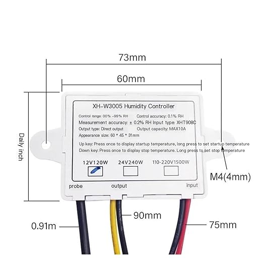 Digital Hygrometer W3005 LED Incubator Humidity Controller Sensor Measurer Detector Control Hygrometer 12V 24V 110V 220V(DC 12V)