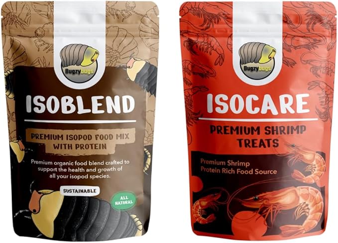 Isoblend Premium Isopod Food Bundle Protein Vegetable Dry Blend and Shrimp Treat Rich Food Source for Feeders Insects Reptiles Invertebrates