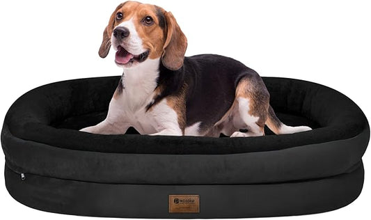 Orthopedic Dog Bed for Medium Dogs, Waterproof Dog Bed with Removable Bolsters, Egg Crate Foam Pet Couch for Medium Size Dog with Machine Washable Cover & Non-Slip Bottom, Black