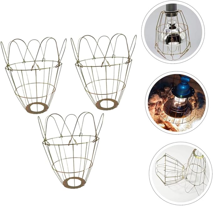 LIOOBO 3pcs Wear-Resistant Heating Bulb Cages for Reptiles and Livestock Safe Light Covers with Anti-Scald Design for Chickens and Animals