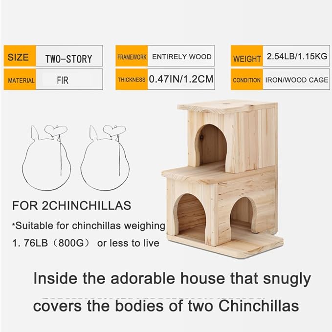 Chinchilla House Pet House Chinchilla Hideout Natural Wooden No Paint Wooden peg Safe Durable Teeth Grinding