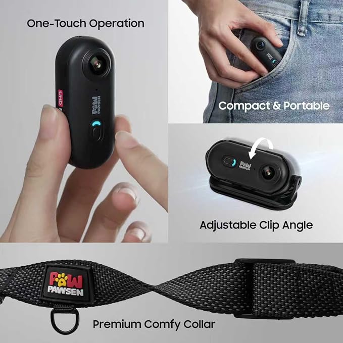 4K Pet Camera Collar – Mini Action Camera for Pets with Video Recording, Wireless Body Cam for Pet Supplies, Outdoor/Indoor Gift for Cats and Dogs