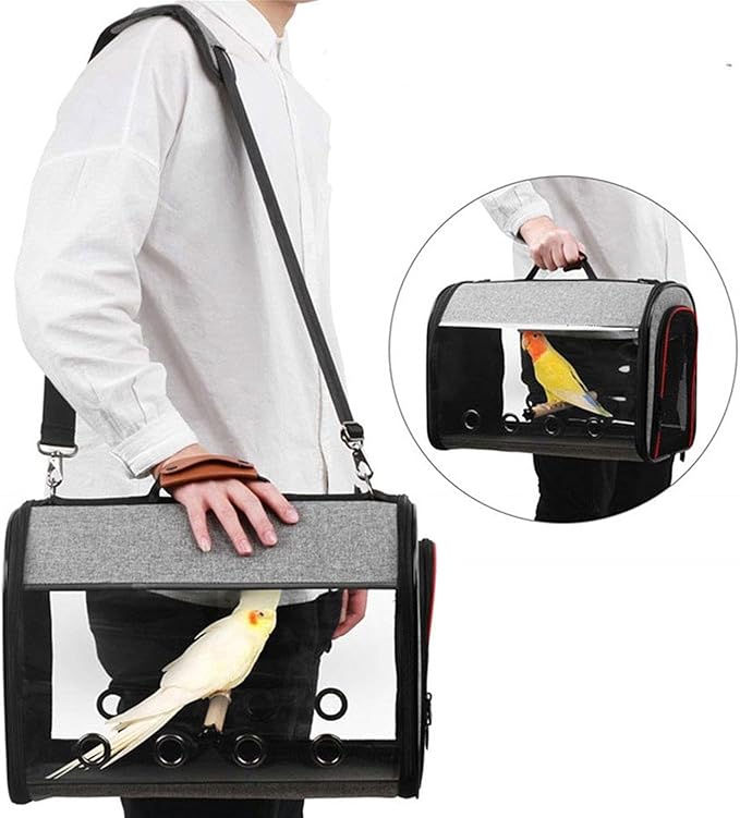 Liudan Bird Cage Bird Bird Travel Carrier Transparent Parrot Bird Cause Backpack Handles with Double Zipper Design Bird Transport Box Cage
