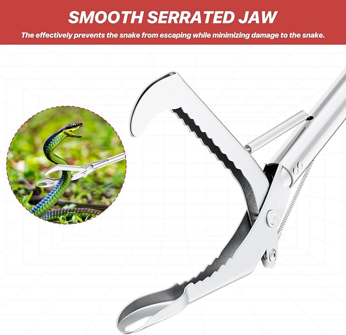 Likorlove 50" Collapsible Snake Grabber Tongs, Stainless Steel Snake Catcher Tool with Wide Jaws & Non-Slip Handle – Humane Reptile Handling Tool for Home, Yard & Outdoor Safety