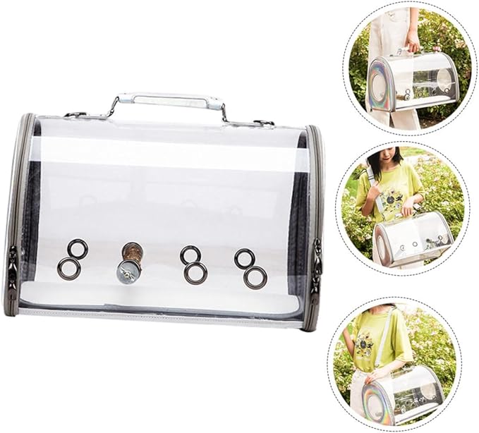 VANZACK Parrot Carrier Bag Transparent Outdoor Pouch for Birds Breathable Travel Container for Pet Birds Comfortable Single Shoulder Bag for Hiking and Shopping