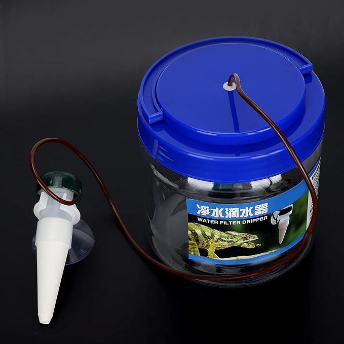 Reptile Water Dripper Kit,Adjustable Dripping Speed 1300ML Capacity Automatic Reptile Humidifier Reptile Drinking Fountain Water Dispenser Automatic Water Feeder for Geckos Lizards
