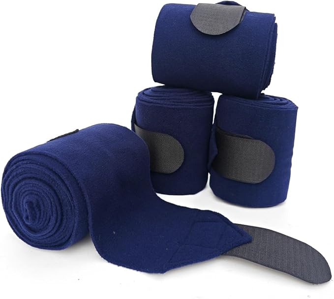 Horse Polo Leg Wraps Soft Fleece Wraps Equestrian Leg Bandage 4-Pack (Cob(8.2ft), Navy)