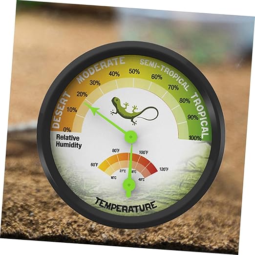 Beaupretty High-Precision Mechanical Reptile Hygrometer Thermometer for Bearded Dragon Tank Dual Temperature and Humidity Gauge with Large Clear Dial Safe Wear-Resistant Material for Aquarium