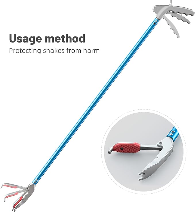 G2 47.2-inch Professional All-Aluminum Alloy Snake Tong Reptile Grabber Rattle Snake Catcher Wide Jaw Handling Tool with a Protective Structures for Snakes(47.2inch)