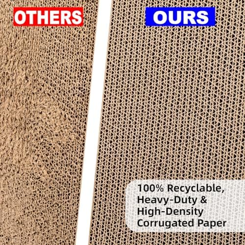 26.8 Inch Cat Scratching Post, Premium High Density Cardboard Cat Scratcher, Reinforced Durable Scratching Pad with Catnip Toy Ball for Indoor Cats - Image 6