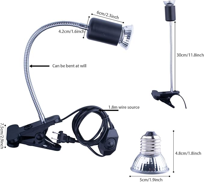 Reptile Heat Lamp UVA UVB Light Bulb, 360° Rotatable Basking Spot Light Simulated Sunlight, Dimmable Heating Lamp for Turtle, Lizard, Snake, Beared Dragon, Amphibians