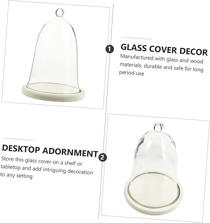 PRETYZOOM Preserved Flower Glass Cover Sealed Terrarium Small Dome Decor Car Interior Adornment