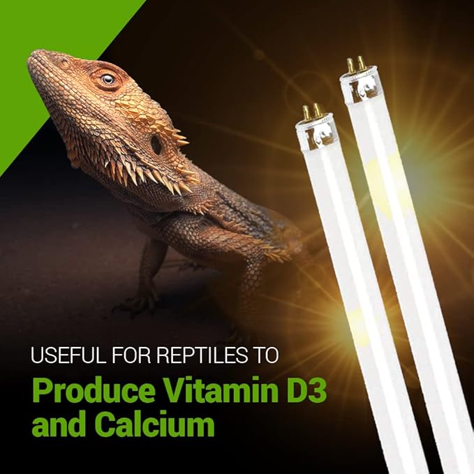 2 Pack 24W-Watt T5 HO Reptile Light Desert UVA UVB 10.0 Fluorescent Tube - 22" Terrarium Hood Light Suitable for Desert Reptile Lizards Bearded Dragons & Promotes Natural Behavior UVB Bulb (22Inch)
