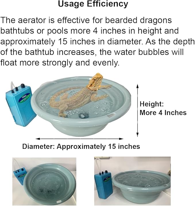 Portable Aerator for Massaging Bearded Dragons, Bearded Dragon Massaging, Aerator for Bearded Dragon Bathtub and Bearded Dragon Pool, Bearded Dragon Tank Accessories, Bearded Dragon Accessories