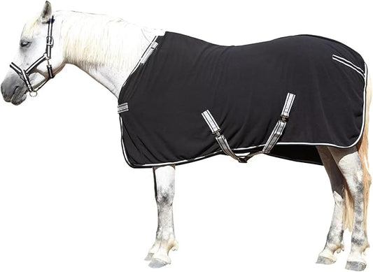 LEAFOREST Horse Fleece Blanket Polar Fleece Cooler Liner Soft Exercise Blankets for Horses Moisture Wicking Sheet in The Barn, Stable, Stall, Pasture, Paddock Black 75 inches