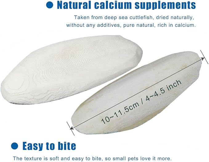 2PCS Natural Cuttlebone for Tortoise Turtles Snails Birds Cockatiels Parakeets Budgies Reptiles Small Animals(4"-4.5",Small)