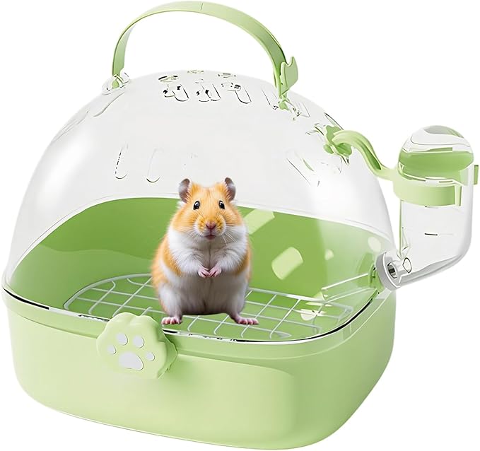 Hamster Travel Cage | PVC Chinchilla Carrier Cage with Water Bottle | Spacious Pet Bird Carrying Accessory for Hedgehog Macaws Cockatiels Sparrow Parakeet Lovebirds Conures