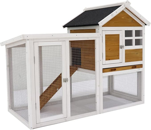 ZSQ Pet House, Wooden Rabbit Hutch Habitat Wood Hutch for Small Animals, Pet, Chickens, Rabbits