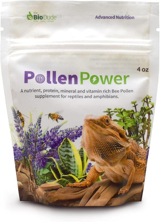 The Bio Dude Pollen Power 4 oz - Premium Bee Pollen Supplement - Great for Bearded Dragons, Tortoises and other herbivores/omnivores