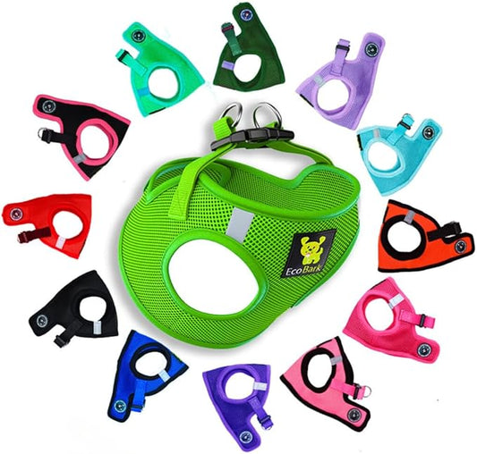 EcoBark Rapid Fastener Super Comfort Fully Adjustable Double Padded Step in Dog Harness (Large, Green)