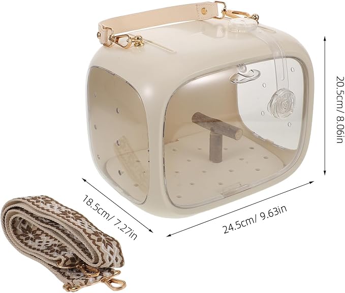 Portable Parrot Carrier Cage with Stand and Ventilation Holes, Breathable Outdoor Bird Transport Bag with Adjustable Shoulder Strap for Small Birds