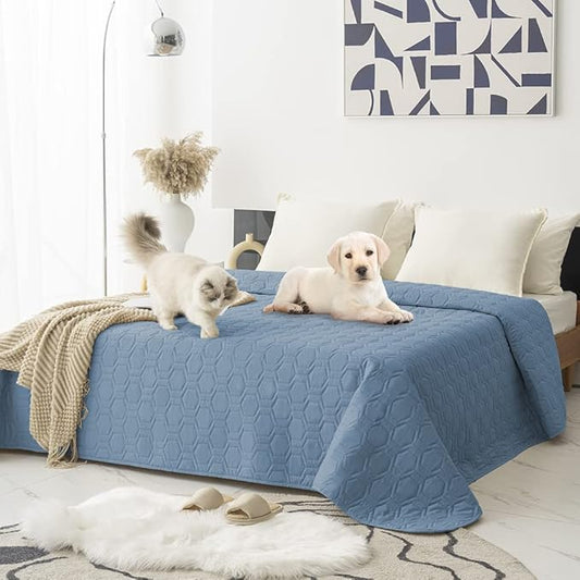 Tcksstex Waterproof and Anti-Slip Dog Bed Cover and Pet Blanket Sofa Pet Bed Mat ，car Incontinence Mattress Protectors Furniture Couch Cover for Most Cats Dogs, Pets（82x102-Stoneblue）