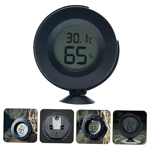 BESPORTBLE 1pc Reptile Hygrometer Thermometer LCD Display Accurate Temperature and Humidity Monitor for Terrariums Snakes Lizards and Turtles Powerful Cup for Easy Installation