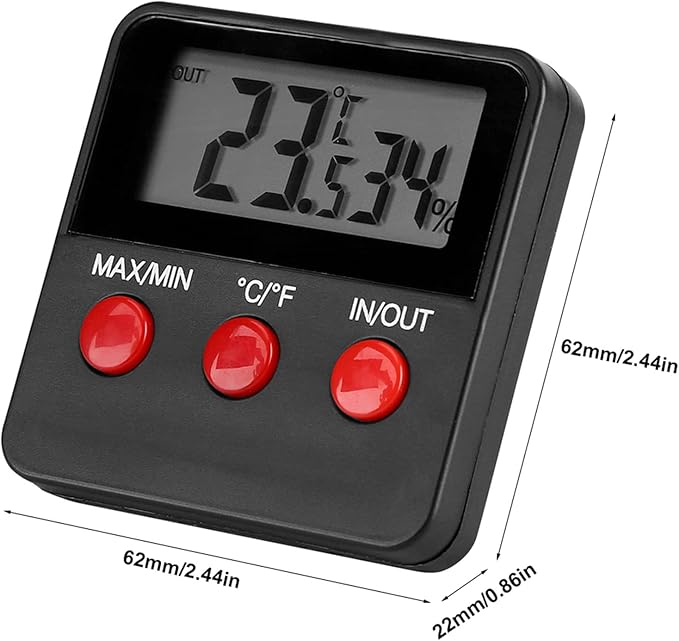 Digital Thermometer Hygrometer with Probe, Thermometer Hygrometer Reptile for Egg Incubator Pet Keeping Reptile Plant Terrarium Humidor Guitar Case