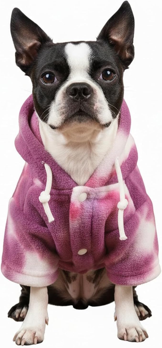 Mklhgty Tie Dye Dog Hoodie, Winter Coat for Small Dogs - Ultra-Soft Adjustable Warm Hood, Breathable Comfort Fabric for Daily Use