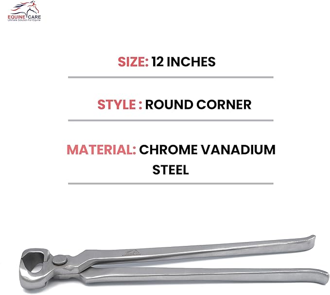 Equine Care Hoof Nippers – Professional Farrier Tools | Chrome Vanadium Steel Hoof Trimmers, Hoof Cutters & Hoof Clippers 12" for Horses, Ponies, Foals, Donkeys & Livestock (12″ Hoof Nipper)