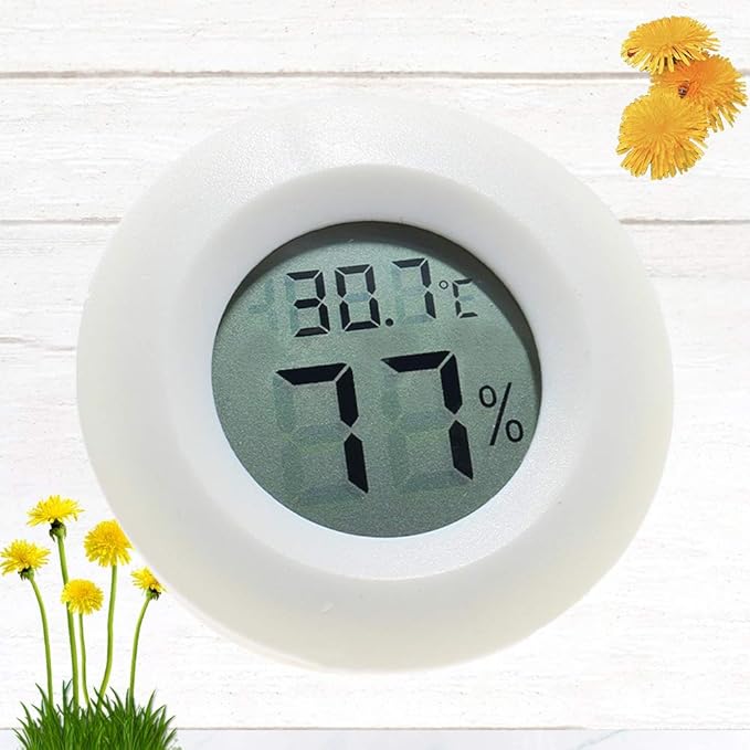 POPETPOP Reptile Box Digital Thermometer Hygrometer Round Shaped Temperature and Humidity for Home Office and Indoor